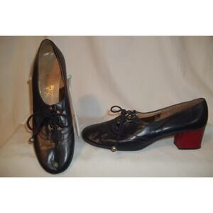 Vintage JOSEPH LAROSE Navy Blue & Red Leather Lace Up Oxford Shoes MOD 6.5M